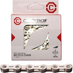 Clarks Łańcuch rowerowy YBN CSL-H11CR SHIMANO CAMPAGNOLO SRAM (11 Biegów, 1/2"x11/128", 116 ogniw, 5.6mm, spinka do łańcucha, Super Lekki, Chromowy) Samosmarujący srebrny