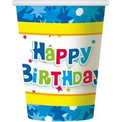 GoDan kubeczki papierowe Happy Birthday niebieskie (17078)