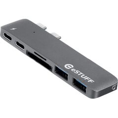 HUB USB eStuff 1x SD 1x microSD 2x USB-C  + 2x USB-A  (ES84122-GREY)