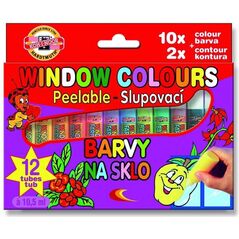 Koh I Noor Farby witrażowe 10,5ml 10 kolorów + 2 kontury (147707)