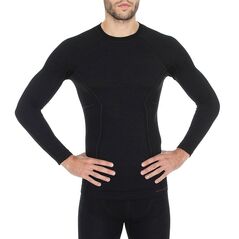 Brubeck Koszulka męska z długim rękawem Active Wool czarna r. M (LS12820)