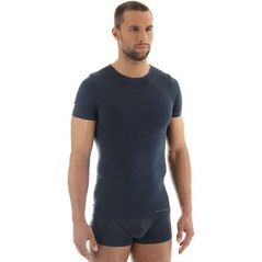Brubeck Koszulka męska z krótkim rękawem COMFORT WOOL granatowa L (SS11030)