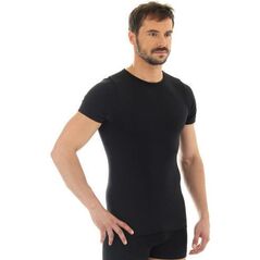Brubeck Koszulka męska z krótkim rękawem Comfort Wool czarna r. L (SS11030)