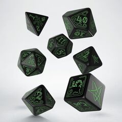 Q-Workshop Komplet Kości "Zew Cthulhu" - Czarno-zielony (13030)