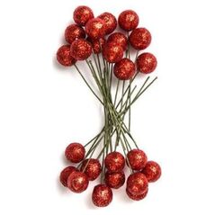 DP Craft Owoce ostrokrzewu 1,2 cm czerwone brokat, 24 szt. DPZA-010.