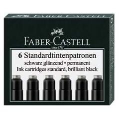 Faber-Castell NABOJE ATRAMENTOWE KRÓTKIE CZARNE 6 SZT. KARTONIK (185507 FC)