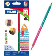 Milan Kredki 24 Kolory Trójkątne Bicolor (07112312)