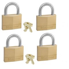 MasterLock Zestaw 4x Kłódka mosiężna 50mm - HS/25mm - 6mm - na jeden klucz - 150EURQNOP