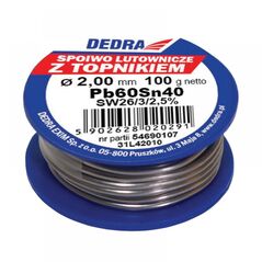 Dedra Lut z topnikiem Pb60Sn40 2mm 100g na szpuli - 31L42010