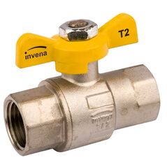 Invena Kurek gazowy z pokrętłem motylkowym gwint wewnętrzny/wewnętrzny 1/2\\" - GZ-20-015