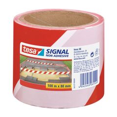 Tesa Taśma ostrzegawcza bez kleju obustronna biało-czerwona 100m x 80mm (58137)