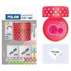 Milan Temperówka Duet róż+ 2 gumki