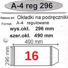 Narnia OKLADKI NA PODRECZNIK A4 REGULOWANE NR.16 - 296mm/490mm OPAKOWANIE 25 SZT