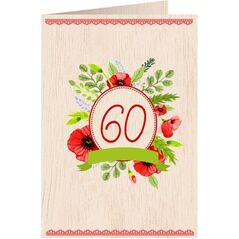 Cozywood Karnet drewniany C6 + koperta Urodziny 60