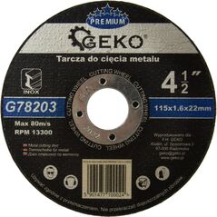 Geko tarcza do cięcia metalu Premium 115x1.6 Inox (G78203)