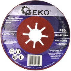 Geko tarcza fibrowa do szlifowania gresu 125mm P80 10/200 (G78702)