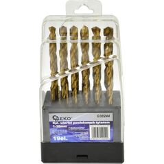 Wiertło Geko Kpl.wierteł pow.tyt 19szt.1-10mm.plas.box (50)