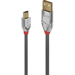 Kabel USB Lindy USB-A - miniUSB 0.5 m Szary (36630)