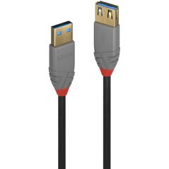 Kabel USB Lindy USB-A - USB-A 0.5 m Czarno-szary (36760)
