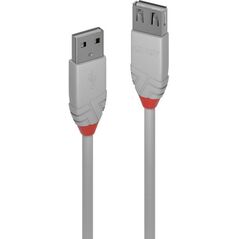 Kabel USB Lindy USB-A - USB-A 2 m Szary (36713)