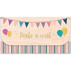 Cozywood Koperta upominkowa drewniana Urodziny balony