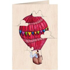 Cozywood Karnet drewniany C6 + koperta Ślub balon