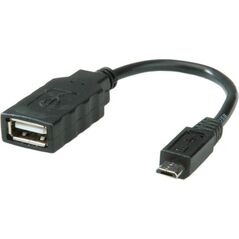 Adapter USB Roline ROLINE USB 2.0 Cable, USB 2.0 Type Micro B - Type A BU, OTG 0,15 m (11.02.8311)