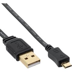 Kabel USB InLine USB-A - microUSB 0.3 m Czarny (31703F)