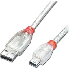 Kabel USB Lindy USB-A - miniUSB 1 m Przezroczysty (41782)
