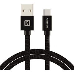 Kabel USB Swissten USB-A - USB-C 1.2 m Czarny (SW-QU-TYPC-3.1-1.2m-BK)