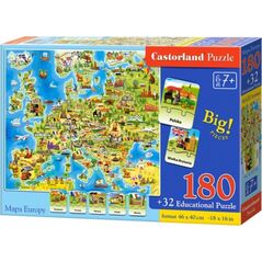 Castorland Puzzle 180 Mapa Europy z quizem