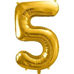 Party Deco Balon foliowy Cyfra "5", 86cm, złoty uniwersalny