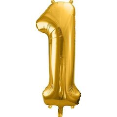 Party Deco Balon foliowy Cyfra "1", 86cm, złoty uniwersalny