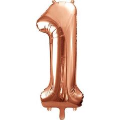 Party Deco Balon foliowy Cyfra "1", 86cm, różowe złoto uniwersalny