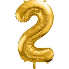 Party Deco Balon foliowy Cyfra "2", 86cm, złoty uniwersalny