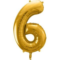 Party Deco Balon foliowy Cyfra "6", 86cm, złoty uniwersalny