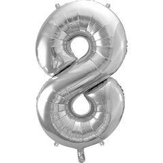 Party Deco Balon foliowy Cyfra "8", 86cm, srebrny uniwersalny