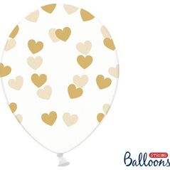Party Deco Balony Strong, złote serduszka, 30 cm, 6 szt. uniwersalny