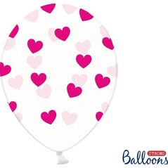 Party Deco Balony Strong, fuksjowe serduszka, 30 cm, 6 szt. uniwersalny