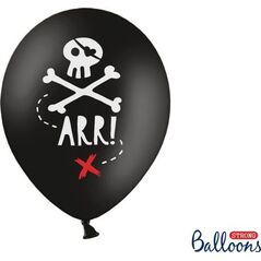 Party Deco Balony Strong, Piraci, czarne z białą czaszką, 30 cm, 6 szt. uniwersalny