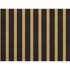 Party Deco Serwetki, paski, czarno-złote, 33x33 cm, 20 szt. uniwersalny