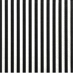 Party Deco Serwetki papierowe, czarne paski, 33x33 cm., 20 szt. uniwersalny