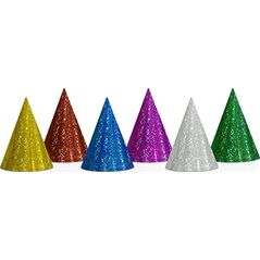 Party Deco Czapeczka urodzinowa, holograficzna, mix, 16 cm, 20 szt. uniwersalny