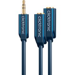 Kabel Clicktronic Jack 3.5mm - Jack 3.5mm x2 0.1m niebieski (70491)