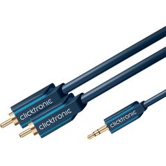 Kabel Clicktronic Jack 3.5mm - RCA (Cinch) x2 5m niebieski