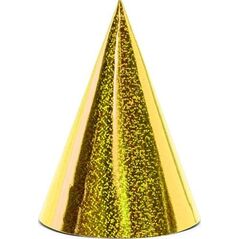 Party Deco Czapeczki imprezowe, holograficzne złote, 17 cm, 6 szt. uniwersalny