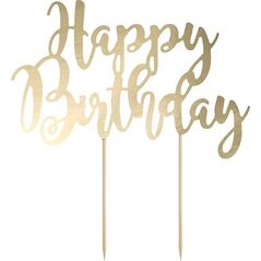 Party Deco Topper na tort Happy Birthday, złoty, 22,5 cm uniwersalny