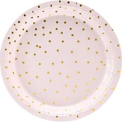 Party Deco Talerzyki papierowe, kropki, jasnoróżowe, średnica 18 cm, 6 szt. uniwersalny