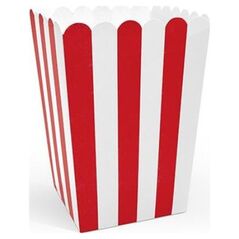 Party Deco pudełka na popcorn, Piraci, czerwono-białe, 7x7x12,5 cm, 6 sztuk uniwersalne (38447)