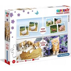 Clementoni Superkit puzzle 2x30 + memo + domino Zwierzęta
